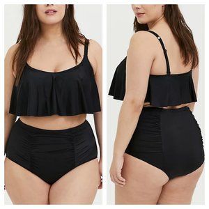Torrid Black Flounce Bikini Top Flirt Collection
